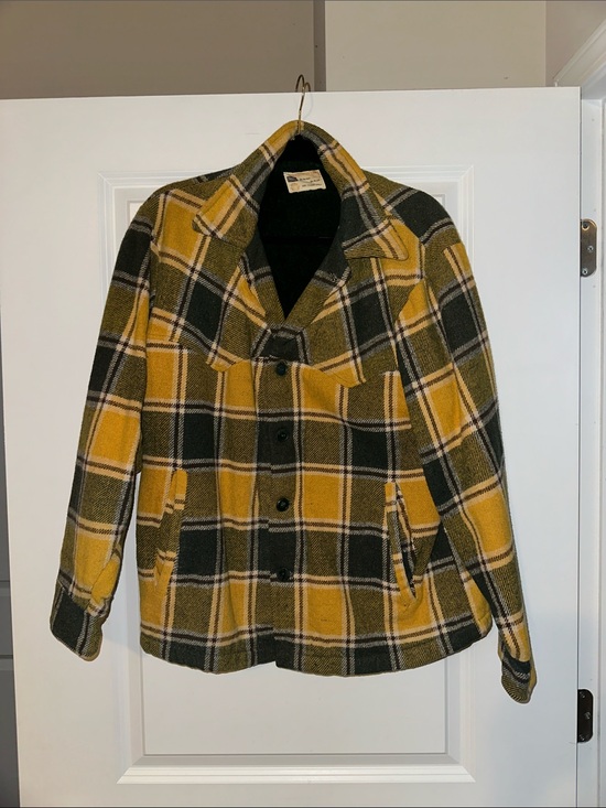 Sears Sweaters - Vintage Sears Work Outerwear Yellow Plaid Button Front Jacket Unisex